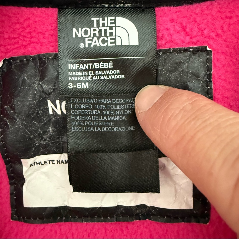 The North Face Pink and Black Baby Girl One Piece Fleece Snow Suit 3-6 Months - Picture 4 of 7